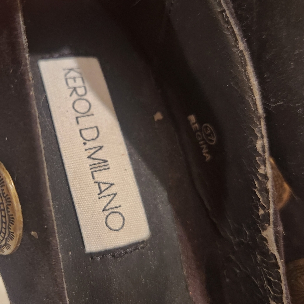 Kerol D. Milano Black Platform Heels with Gold Accents - Picture 3 of 7